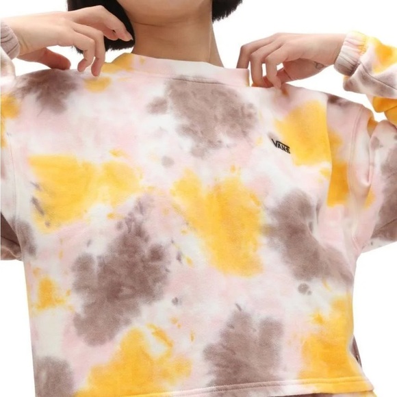 🛍Bundle sale🛍Vans Yellow and Brown and pink Tie-Dye cropped sweater small - Picture 5 of 8